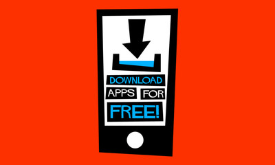 Download Apps For Free (Flat Style Vector Illustration Quote Poster Design)