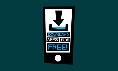 Download Apps For Free (Flat Style Vector Illustration Quote Poster Design)