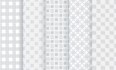 Geometric light grey seamless pattern background set