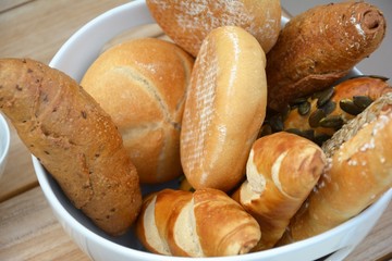 Bread roll topview position close up photo