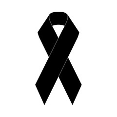 Mourning ribbon, Black awareness ribbon isolated on white background