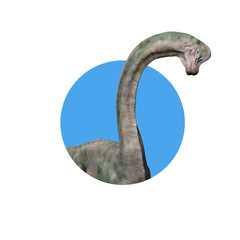 Brachiosaurus altithorax, close up dinosaur looking through the wall © dottedyeti