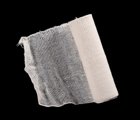Medical bandage isolated on black background