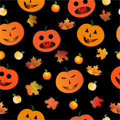 Obraz na płótnie Canvas Seamless texture on Halloween on a black background