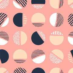 Abstract geometric seamless pattern with circles.