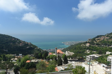 Fototapeta na wymiar Jounieh in Lebanon from above