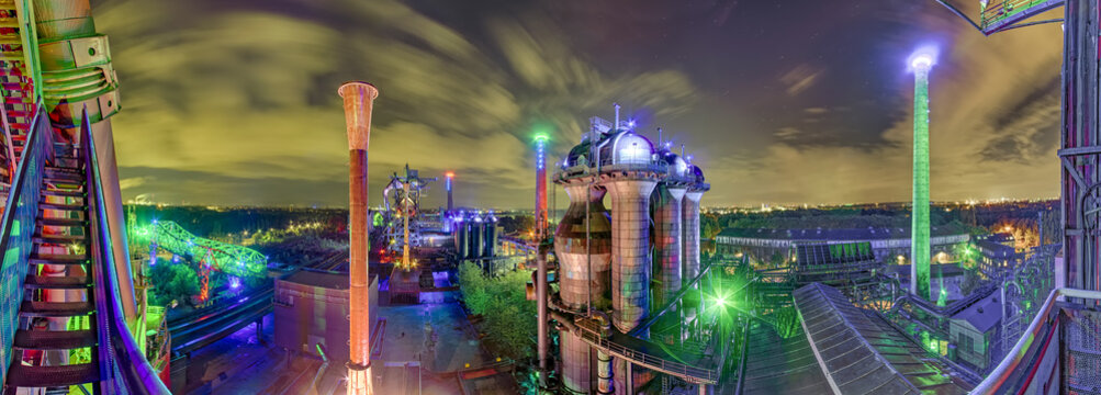 Landschaftspark Duisburg Nacht Panorama