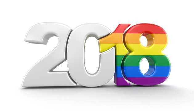 Gay Pride Color  New Year 2018. Image with clipping path.