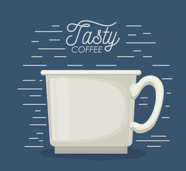 cup in tasty coffee poster in dark blue background vector illustration