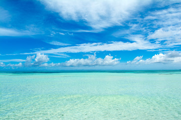 Beautiful landscape of clear turquoise Indian ocean, Maldives islands