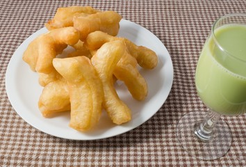 Deep Fried Doughstick with Green Tea Soybean Milk