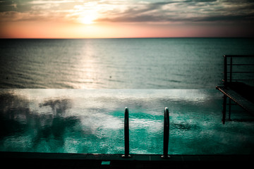 Swimming pool with Black Sea view and sunset skyline