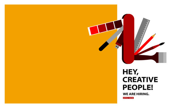 We Are Hiring (Graphic Designer Artist Swiss Knife Vector Illustration Design Concept)
