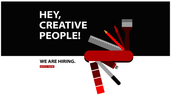 We Are Hiring (Graphic Designer Artist Swiss Knife Vector Illustration Design Concept)