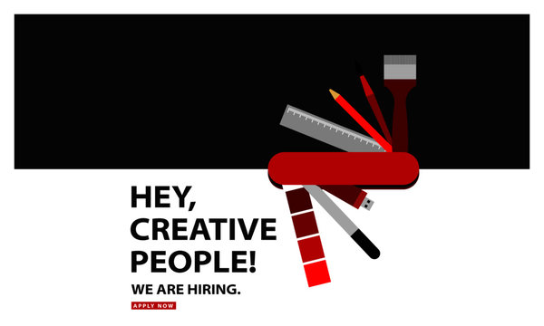 We Are Hiring (Graphic Designer Artist Swiss Knife Vector Illustration Design Concept)