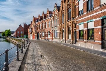 Naklejka premium Bruges (Brugge) cityscape with water canal