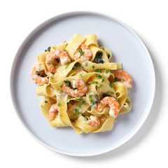 Pasta with shrimps, lemon and garlic