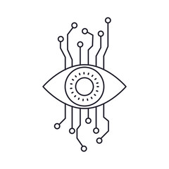 eye cyber security monochrome silhouette on white background vector illustration