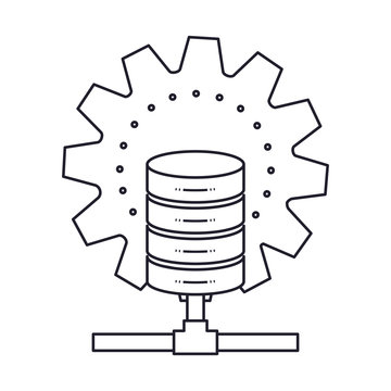 data base center monochrome silhouette on white background vector illustration