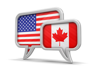 Speech bubbles with flags. Image with clipping path