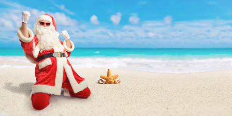 Santa Claus beach holiday starfish