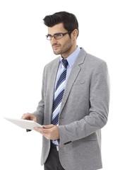 Businessman with tablet computer