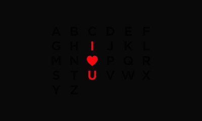 I Heart You in Alphabets (Vector Design Love Concept)