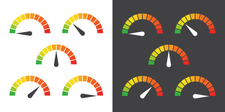 Meter signs infographic gauge element from red to green vector illustration
