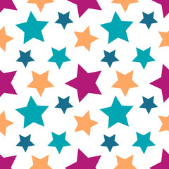 Colorful stars vector seamless pattern