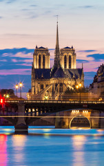 Fototapeta na wymiar Notre Dame Cathedral at night, Paris, France