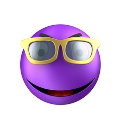 Naklejka premium 3d violet emoticon smile