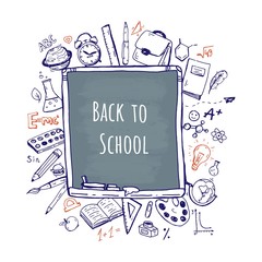 Back to School. Hand-drawn objects for school theme.