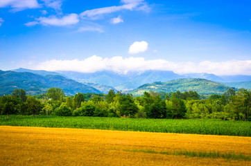 Fototapeta premium Summer panorama of Apennines mountains, Italy