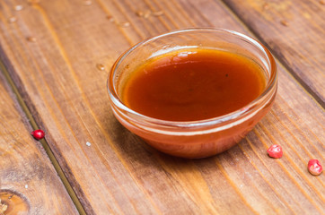 Sauce in a glass bowl