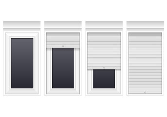Window with rolling shutters