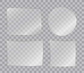Set of vector shiny glass panels for your text or design isolated on transparent background