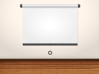 Projection screen on wall