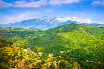 Naklejka na ściany i meble Summer panorama of Apennines mountains, Italy
