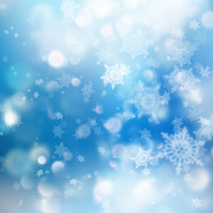 Winter Bokeh Background with Blurred Snowflakes. EPS 10 vector