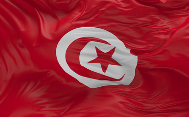  Flag of the Tunisia waving in the wind 3d render