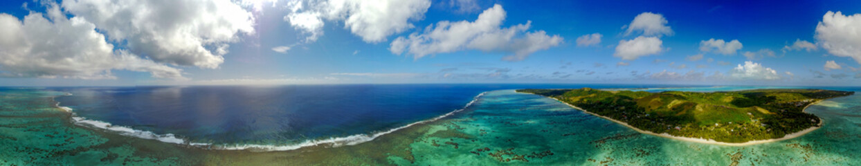Naklejka na ściany i meble Polynesia Cook Islands reef aerial view