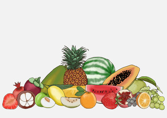 vector hand drawn fruit set for background graphic design