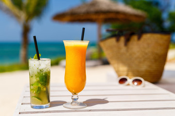 Exotic cocktails at beach