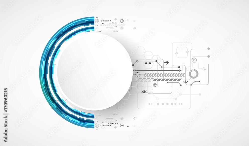 Poster abstract circle technology concept. circuit board, high computer color background.