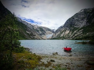 Nigardsbreen glacier behind the lake