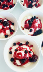 bavarese dessert with yogurt cream and berries