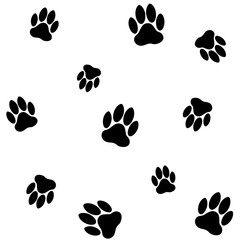 Fototapeta na wymiar seamless pattern black dog tracks on white background