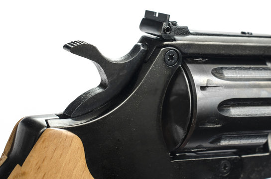 revolver with gun drum and trigger close up