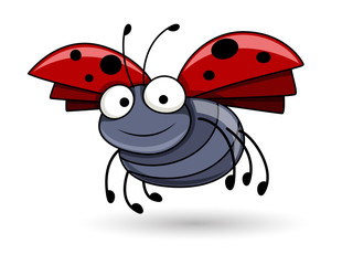 Cartoon Lady Bug Flying - handmade clip-art vector