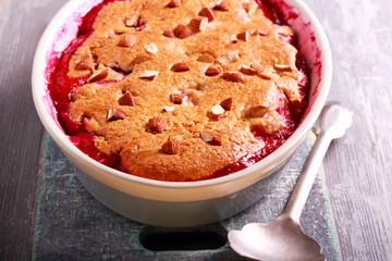 Apple and plum cobbler with almond